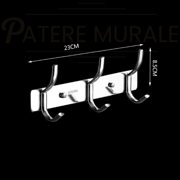 Porte manteau mural chrome vintage 3 crochets