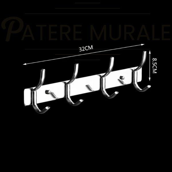 Porte manteau mural chrome vintage 4 crochets