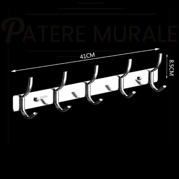 Porte manteau mural chrome vintage 5 crochets
