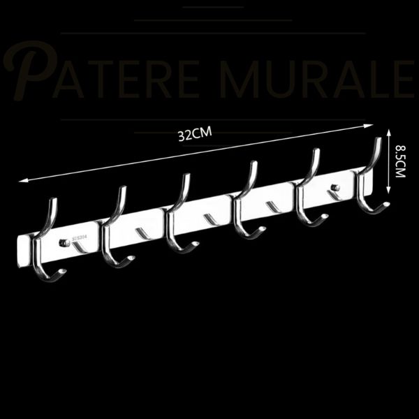 Porte manteau mural chrome vintage 6 crochets