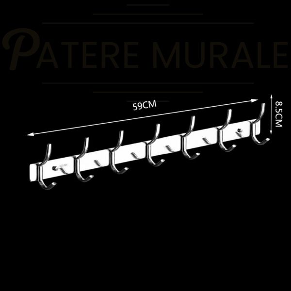 Porte manteau mural chrome vintage 7 crochets