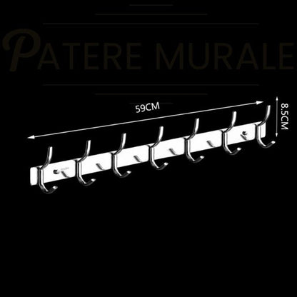 Porte manteau mural chrome vintage 7 crochets