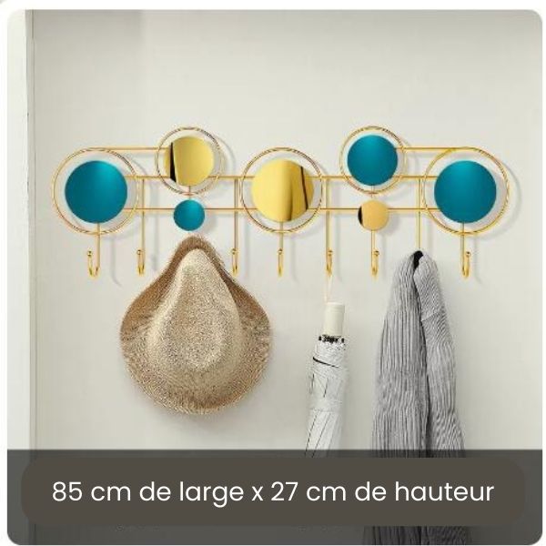 Porte manteau pour entrée doré et bleu