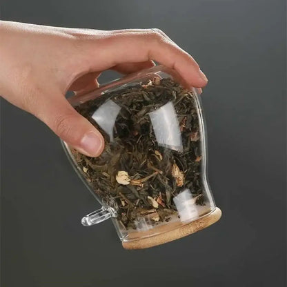Pot à Thé en Verre avec Couvercle Bambou
