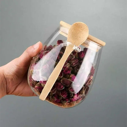 Pot à Thé en Verre avec Couvercle Bambou