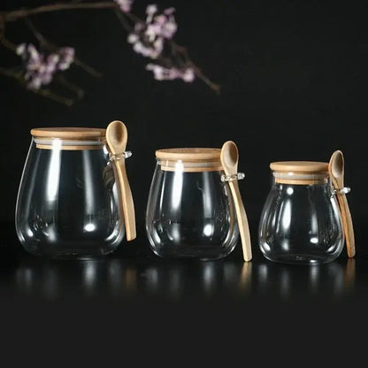 Pot à Thé en Verre avec Couvercle Bambou