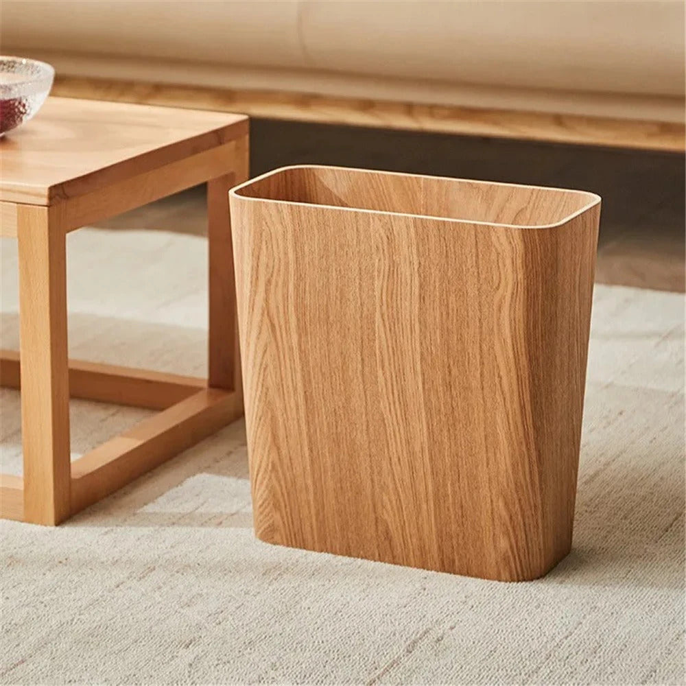 Poubelle de Table Design et Élégante en Bois Marron