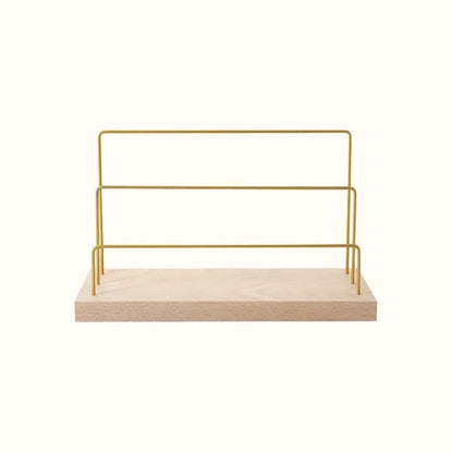Présentoir à boucles d'oreilles en métal doré à 3 supports