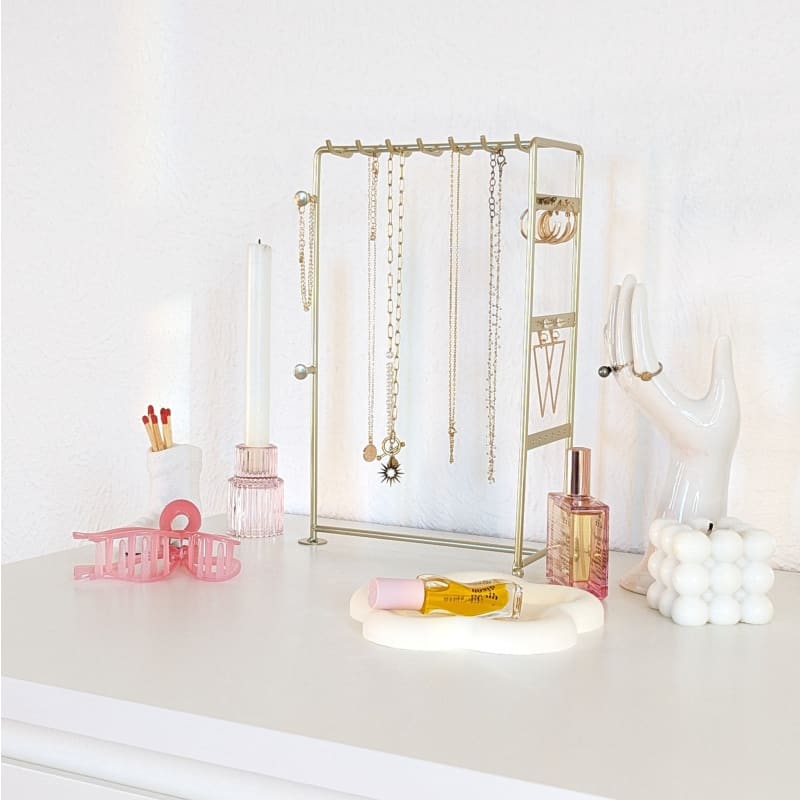 Présentoir multi bijoux en métal doré