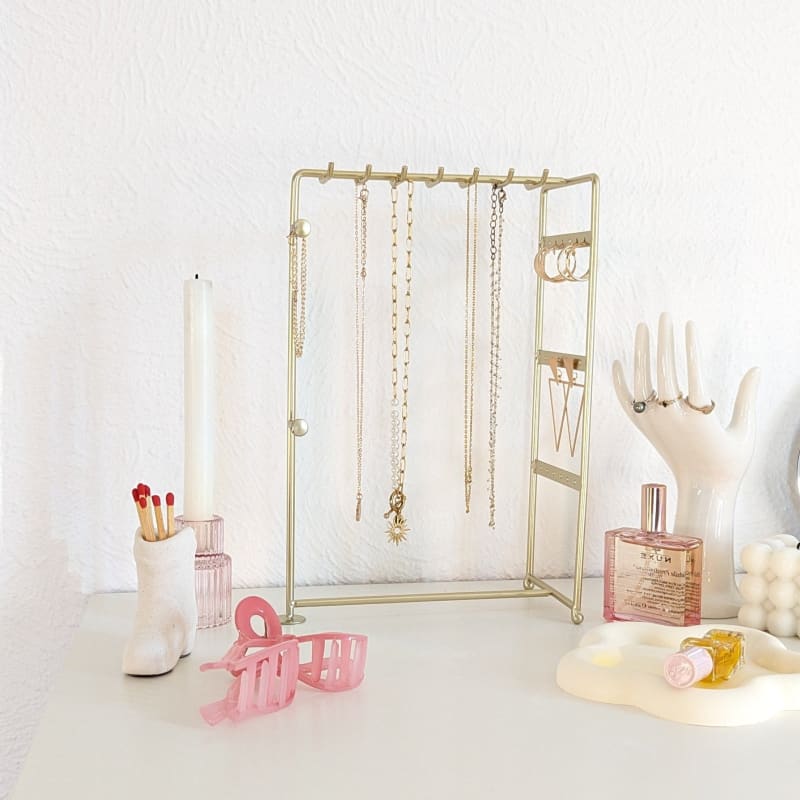 Présentoir multi bijoux en métal doré