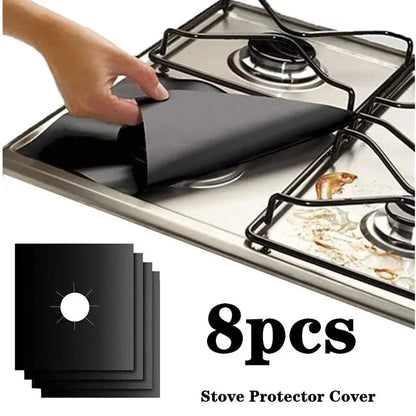 Protège gazinière 2-8pcs en fibres de verre noires - Tapis de cuisson réutilisable - Accessoire cuisine - Taille 270 x 270mm