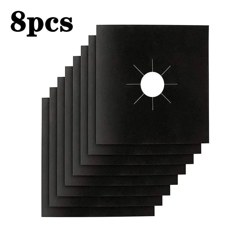 Protège gazinière 2-8pcs en fibres de verre noires - Tapis de cuisson réutilisable - Accessoire cuisine - Taille 270 x 270mm 8pcs