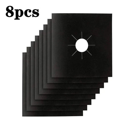 Protège gazinière 2-8pcs en fibres de verre noires - Tapis de cuisson réutilisable - Accessoire cuisine - Taille 270 x 270mm 8pcs