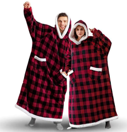 Pull Plaid Homme Rouge à Carreaux Avec Capuche