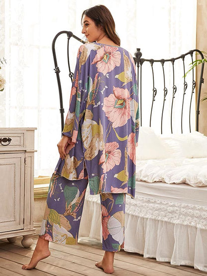 Pyjama 3 Pièces Pour Femmes "Fleur Enchantée"