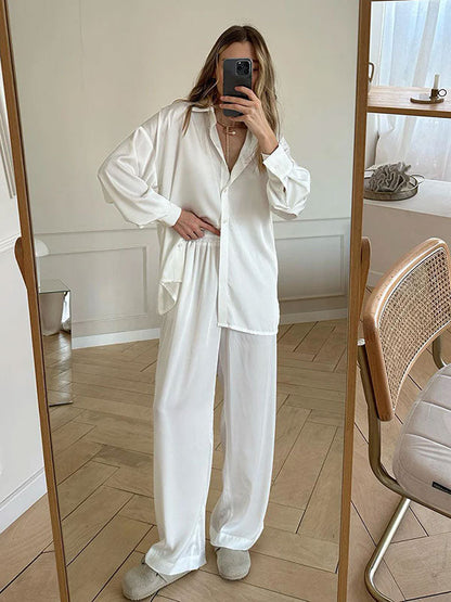 Pyjama Blanc Pour Femme En Satin "Reflet de Minuit"