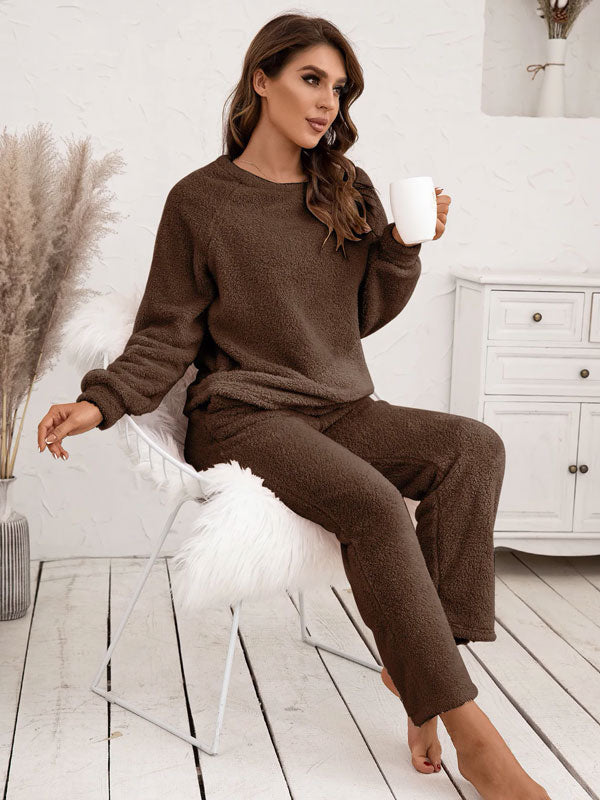 Pyjama d'Hiver Chaud en Flanelle Pour Femme Marron "Eden Polaire"