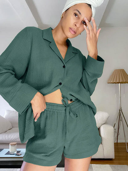 Pyjama En Coton Pour Femme "Lueur d'Émeraude"