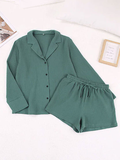 Pyjama En Coton Pour Femme "Lueur d'Émeraude"