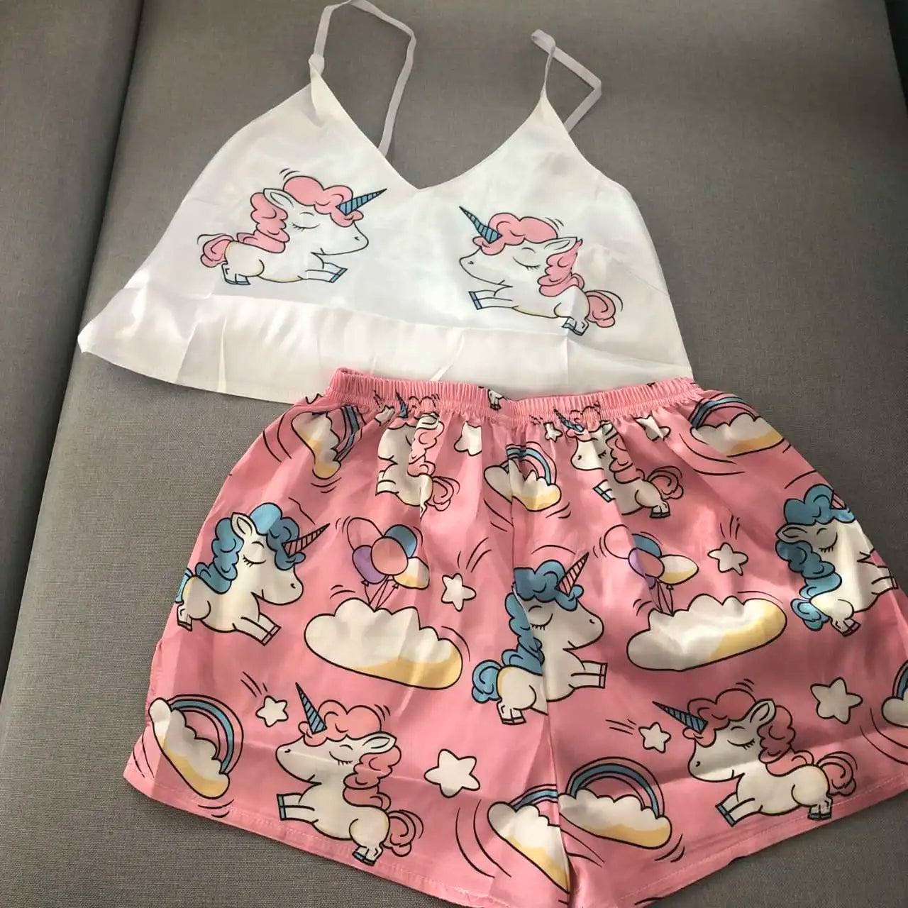 Pyjama En Satin "Licorne Rose"