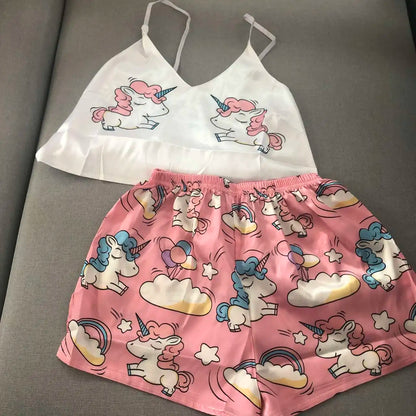Pyjama En Satin "Licorne Rose"