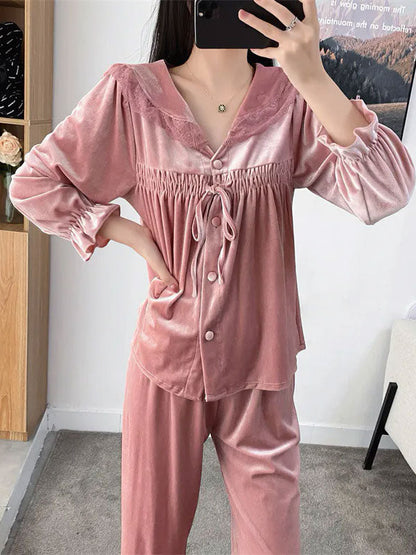 Pyjama En Velours Rose Pour Femme "Caresse d'Étoile"