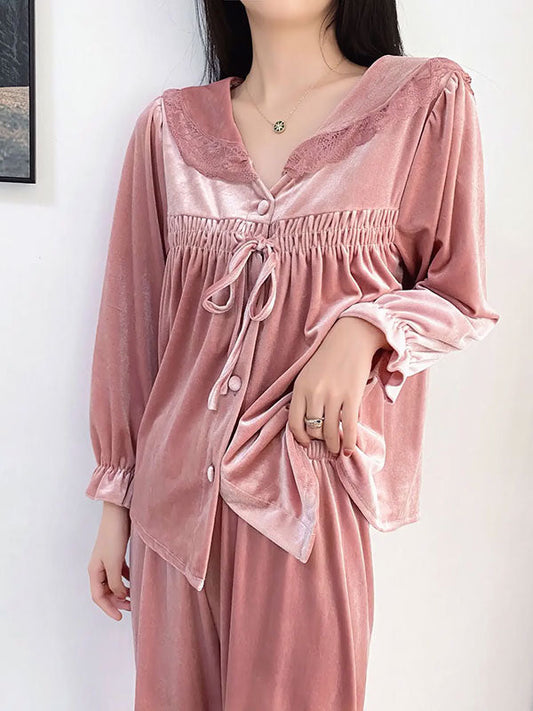 Pyjama En Velours Rose Pour Femme "Caresse d'Étoile" | Pyjama Shop