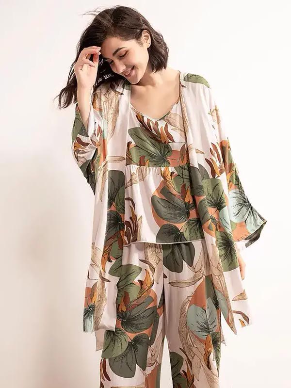 Ensemble Pyjama Pour Femme Chic Et Élégant 3 Pièces "Oasis de Rêve"