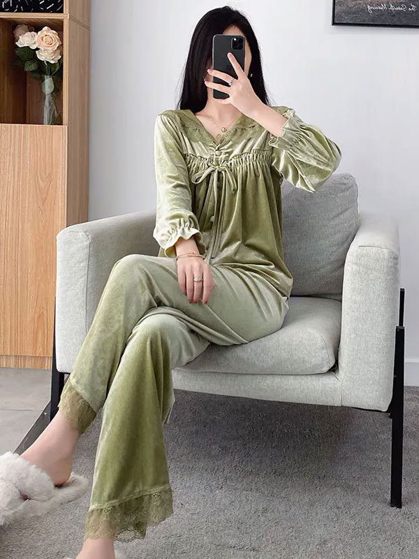 Pyjama Pour Femme En Velours "Frisson de Jade"