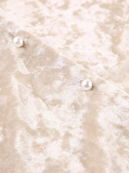 Pyjama Crème En Velours Pour Femme "Éclat d'Opale"