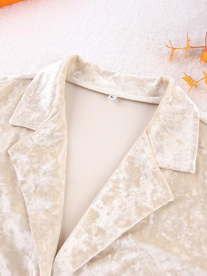 Pyjama Crème En Velours Pour Femme "Éclat d'Opale"