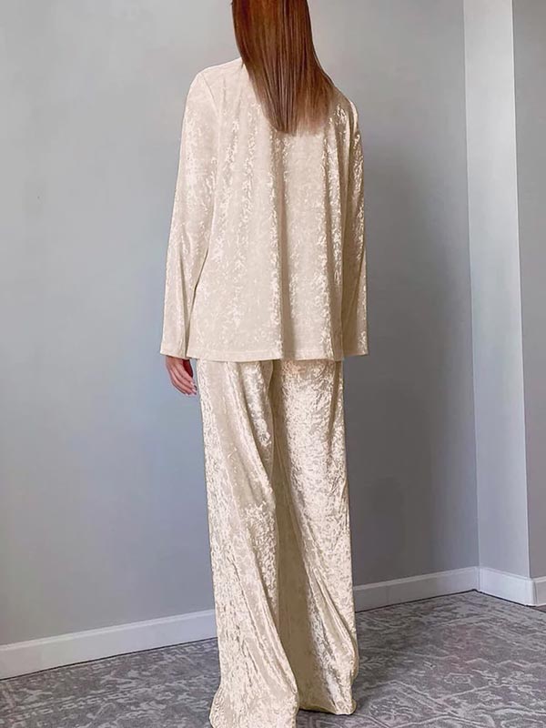 Pyjama Crème En Velours Pour Femme "Éclat d'Opale"