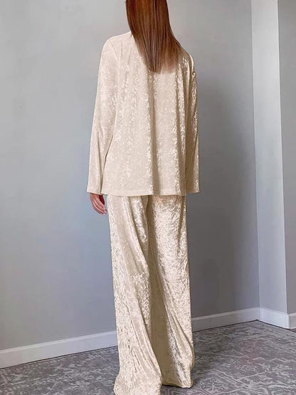 Pyjama Crème En Velours Pour Femme "Éclat d'Opale"