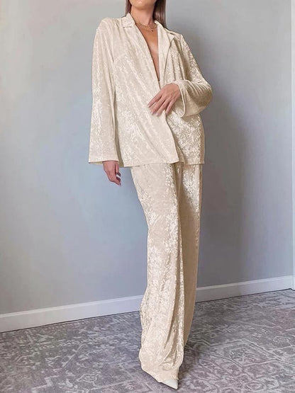 Pyjama Crème En Velours Pour Femme "Éclat d'Opale"