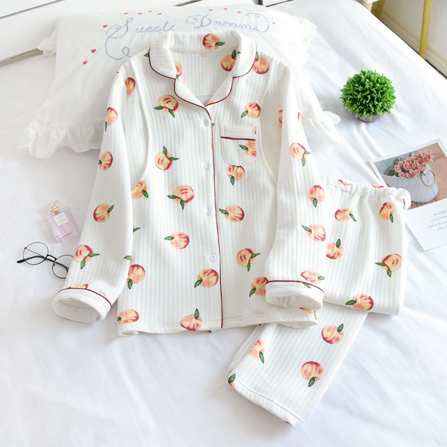 Pyjama Japonais en Gaze de Coton - Blanc / M