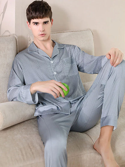Pyjama Long Pour Homme En Satin "Refuge Matinal"