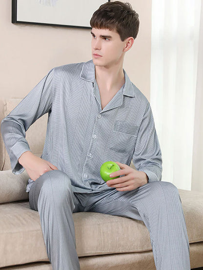 Pyjama Long Pour Homme En Satin "Refuge Matinal"