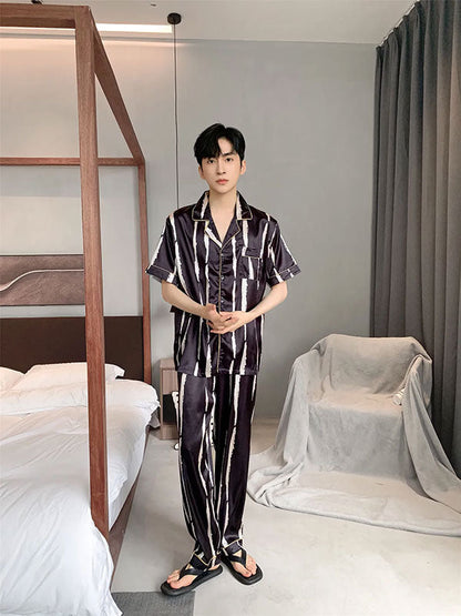 Pyjama Original Pour Homme En Satin "Horizon Nocturne"