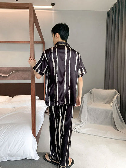 Pyjama Original Pour Homme En Satin "Horizon Nocturne"