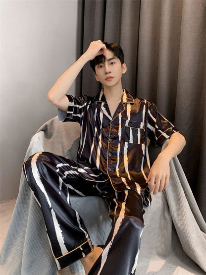 Pyjama Original Pour Homme En Satin "Horizon Nocturne"