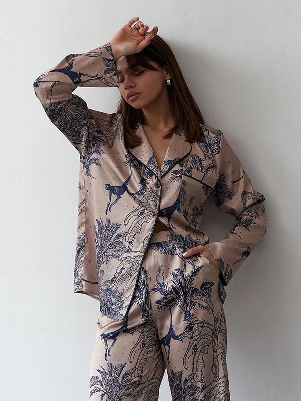 Pyjama En Satin Pour Femme 2 pièces "Douceur de Lys"