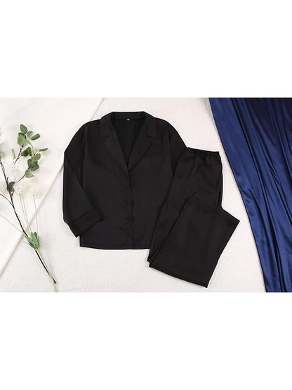 Pyjama En Satin Noir Pour Femme "Brise de Nuit"