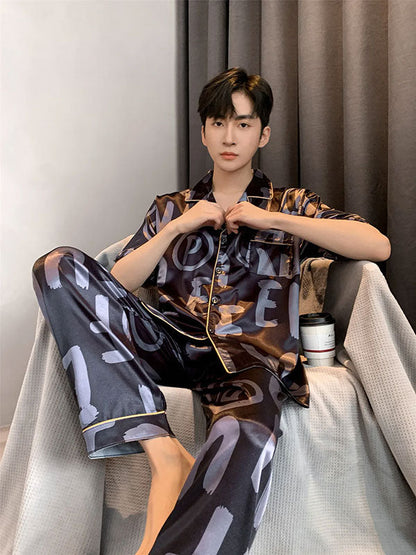 Pyjama En Satin Pour Homme "Rêveur Urbain"