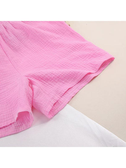 Pyjama Short en Coton Rose Pour Femme "Soupir d'Étoiles"