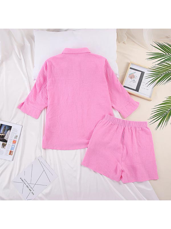 Pyjama Short en Coton Rose Pour Femme "Soupir d'Étoiles"