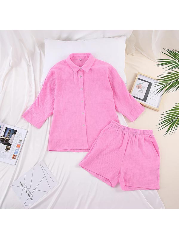 Pyjama Short en Coton Rose Pour Femme "Soupir d'Étoiles"