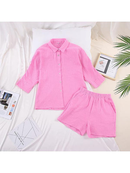 Pyjama Short en Coton Rose Pour Femme "Soupir d'Étoiles"