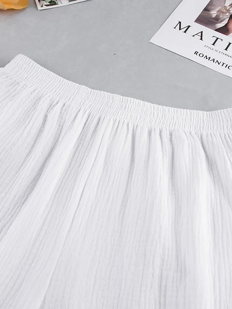 Pyjama Blanc En Coton Pour Femme "Orchidée de Nuit"