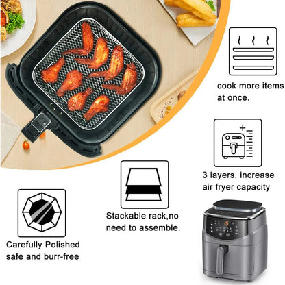 Racks de Cuisson pour Air Fryer en Acier Inoxydable à 3 Étages