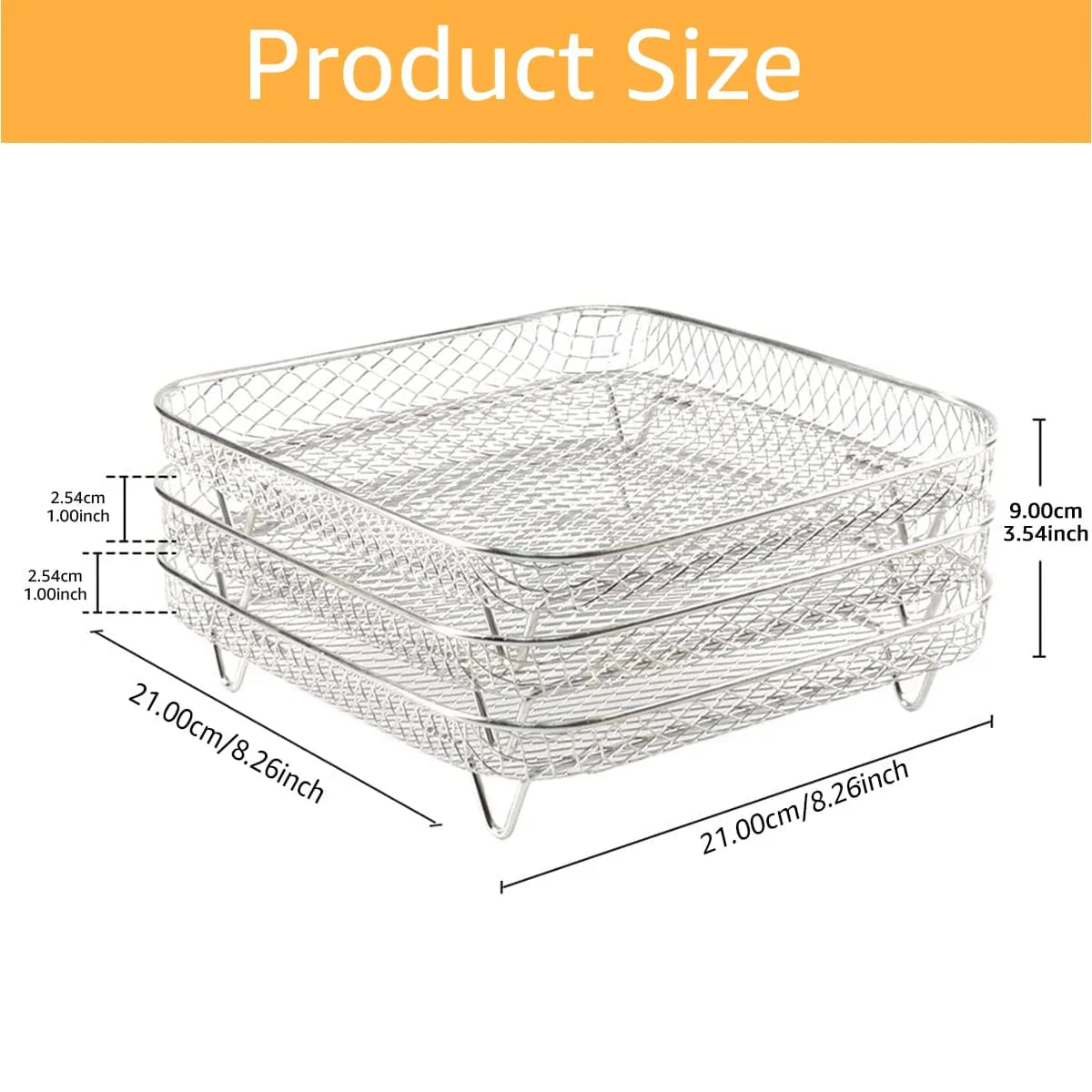 Racks de Cuisson pour Air Fryer en Acier Inoxydable à 3 Étages